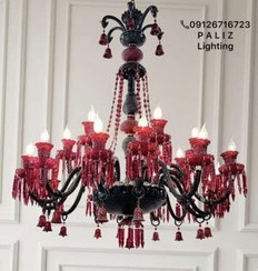 تصویر لوستر کریستالی باکارات کلاسیک مشکی قرمز 