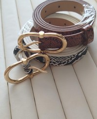 تصویر کمربند مجلسی سگک طلایی طرح پوست ماری عرض 2 سانت کد 8 