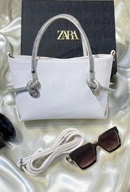 تصویر کیف دستی زنانه چرمی ZARA مدل دسته نگین همراه بند بلند چرمی ZARA BAG