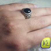 تصویر انگشتر نقره مردانه عقیق سیاه 
