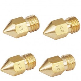 تصویر نازل 0.4 میلیمتر برنجی فیلامنت 1.75 اکسترودر MK8 Brass Nozzle MK8 extruder size 0.4 mm filament 1.75