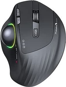 تصویر ProtoArc Wireless Bluetooth Trackball Mouse, EM01 2.4G RGB Ergonomic Rechargeable Rollerball Mice with 3 Adjustable DPI, 3 Device Connection&Thumb Control, for PC, iPad, Mac, Windows-Black 