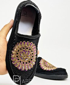 تصویر گیوه مدل سوزن دوزی - مشکی / giveh_zanane