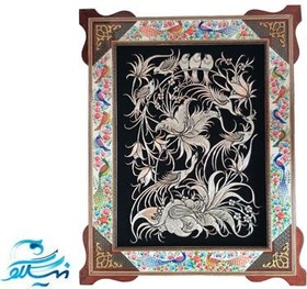 تصویر تابلو خاتم کاری با پلاک مسی قلمزنی اصفهان 