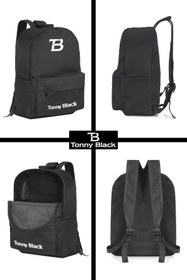 تصویر کوله پشتی تک رنگ زنانه - Tonny Black Tek Gözlü ve Bölmeli Backpack 077 