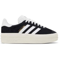 تصویر کفش آدیداس گزل لژدار مشکی سفید Adidas Gazelle Bold Black White 