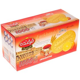 تصویر بیسکویت فرخنده با طعم پرتقال و تزیین شکر مقدار 900 گرم Farkhondeh Biscuit with Orange Taste Topped Sugar 900g