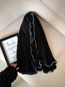 تصویر شال پاییزه دور خز وارداتی خرید شال پاییزه مشکی دور خز