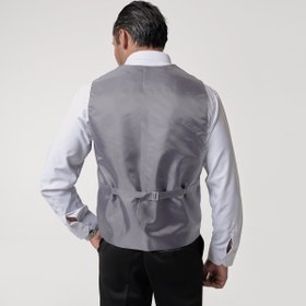 تصویر جلیقه مردانه طوسی سایز ۶ ایکس ال پارچه فاستونی 
