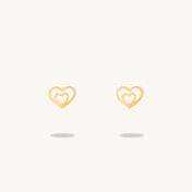 تصویر گوشواره طلا میخی دو قلب 