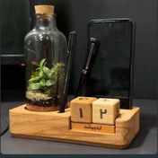 تصویر جای خودکار و گوشی چوبی Wooden pen and phone holder
