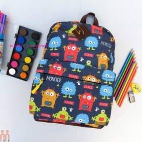 تصویر کوله پشتی بچه گانه مهد و پیش دبستانی برزنتی سرمه ای بچه غول kids preschool backpack 