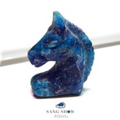 تصویر کاروینگ اسب با سنگ آپاتیت آبی نمونه انحصاری و تراش دست K03 