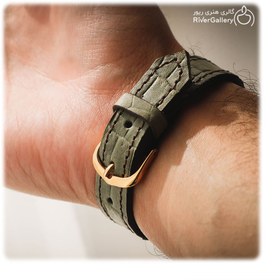 تصویر دستبند چرم طبیعی دست ساز برگ 
