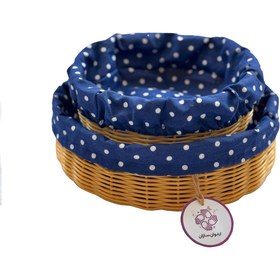 تصویر سبد نان و سبزی حصیر بافی ارغوان سازان مدل هانا مجموعه ۲ عددی 