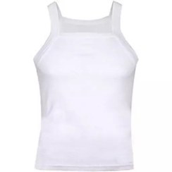 تصویر زیرپوش مردانه یقه خشتی مدل KW رنگ سفید 