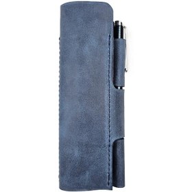 تصویر جامدادی چرم طبیعی مدل پیکاسو رنگ آبی نیلی 