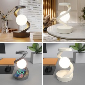 تصویر شارژر وایرلس و چراغ خواب آویز چرخشی Rotating Light Ball Lamp with Mobile Phone Wireless Charging Function