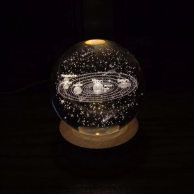 تصویر چراغ خواب مدل گوی شیشه ای طرح منظومه شمسی Solar system design glass ball night light