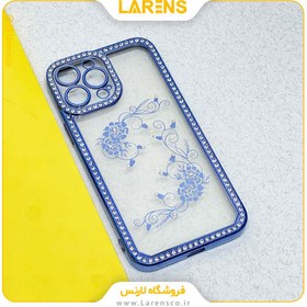 تصویر لارنس | قیمت و خرید کاور Flower سری Diamond ايفون 15 پرو مكس - Blue 