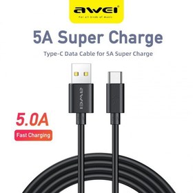 تصویر کابل شارژ سوپرفست تایپ سی AWEI CL-110T USB Type C 5A AWEI CL-110T Super Fast