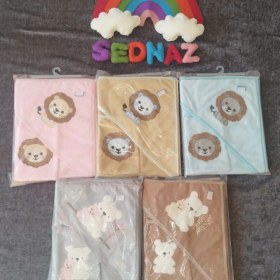 تصویر ست حوله و لیف گلدوزی شده با آبگیری بالا نوزادی تا ۵ سال - کرم 