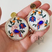 تصویر گوشواره گلدوزی جواهردوزی سنتی مرغ آمین 