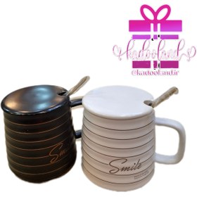 تصویر ماگ خطی اسمایل - سفید 