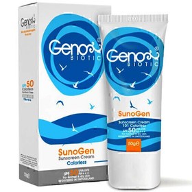 تصویر ضدآفتاب بی رنگ مناسب پوست خشک اس پی اف 50 ژنو بایوتیک colorless sunogen sunscreen cream