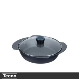 تصویر تابه دو دسته 28 سانتی تکنو مدل پروانه آبی tecno 28 cm two-handled pan model butterfly blue