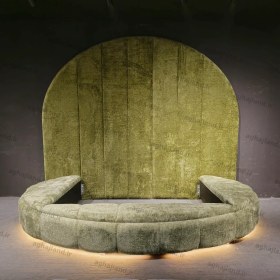 تصویر تخت خواب گرد دیوارکوب 