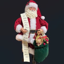 تصویر مجسمه دکوری بابانوئل ارتفاع ۳۰ سانت با کیسه هدایا 