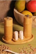 تصویر نمکدون Atbyhome Madras ایستاده است Saltluk Pepper Holder Mill Set 6 Piece Bambum 