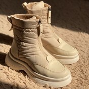 تصویر نیم بوت زنانه کاپشنی رنگ مشکی و کرم سایز ۳۷ تا ۴۰ 