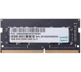 تصویر رم لپ تاپ DDR4 تک کاناله 2400Mhz اپیسر ظرفیت 4 گیگابایت Apacer DDR4 2400MHz Single Channel Laptop RAM 4GB