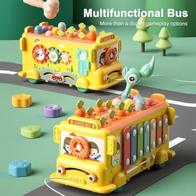 تصویر اتوبوس 24 تکه بزرگ پازلی بلز دار رنگ زرد Sobebear YL221 