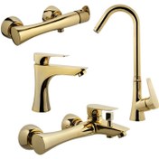 تصویر ست شیرآلات البرز روز مدل کارن طلایی ا AlborzRooz Faucet Set, Karen Gold AlborzRooz Faucet Set, Karen Gold