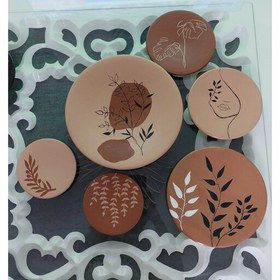 تصویر ست دیوارکوب کوب سفالی 6 تیکه کرم قهوه ای 