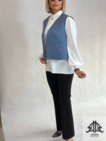 تصویر وست آستردار رنگ آبی 