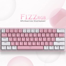 تصویر کیبورد مکانیکال گیمینگ ردراگون مدل K617 FIZZ Redragon K617 FIZZ Pink & White Gaming Keyboard