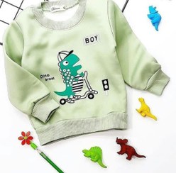 تصویر بلوز پسرانه داخل کرک دار سبز سایزبندی 1تا3 سال Green fluffy inside boys' blouse, size 1-3 years