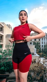 تصویر بایکر دو تیکه رنگی 