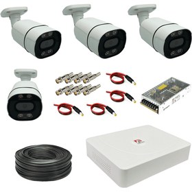 تصویر پک 4 دوربین مداربسته دید در شب رنگی 2 مگاپیکسل WARM LIGHT CCTV AHD PACK 4ch WarmLight 4