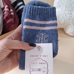 تصویر جوراب ساقدار زمستانی (طرح دونه برف) - آبی women's socks