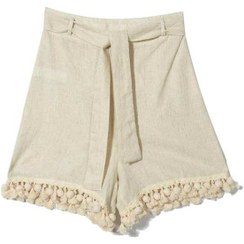 تصویر شلوارک زنانه فاق بلند کرم سرژه 