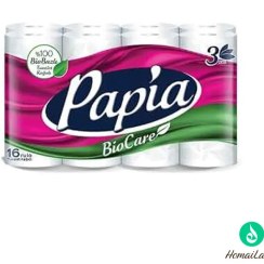 تصویر دستمال توالت پاپیا papia مدل BioCare - بسته ۱۶ رولی 