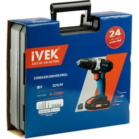 تصویر دریل شارژی چکشی ۱۸ ولت ایوک مدل K-7218V با۲۴ ماه گارانتی 