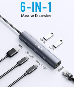 تصویر هاب 6 پورت انکر تایپ C مدل Anker USB C Hub - ارسال 15 الی 20 روز کاری 