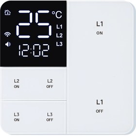 تصویر کلید هوشمند ۳ پل Tuya با نمایشگر ساعت و سنسور دما 