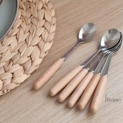 تصویر قاشق چای خوری دسته بامبو وارداتی پک 6 تایی 